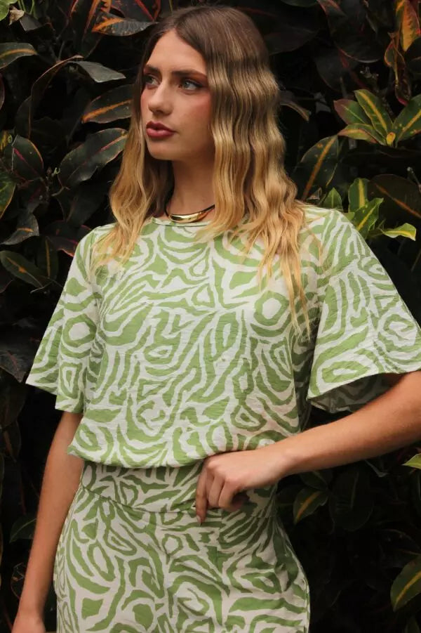 Blusa print con multiaguja