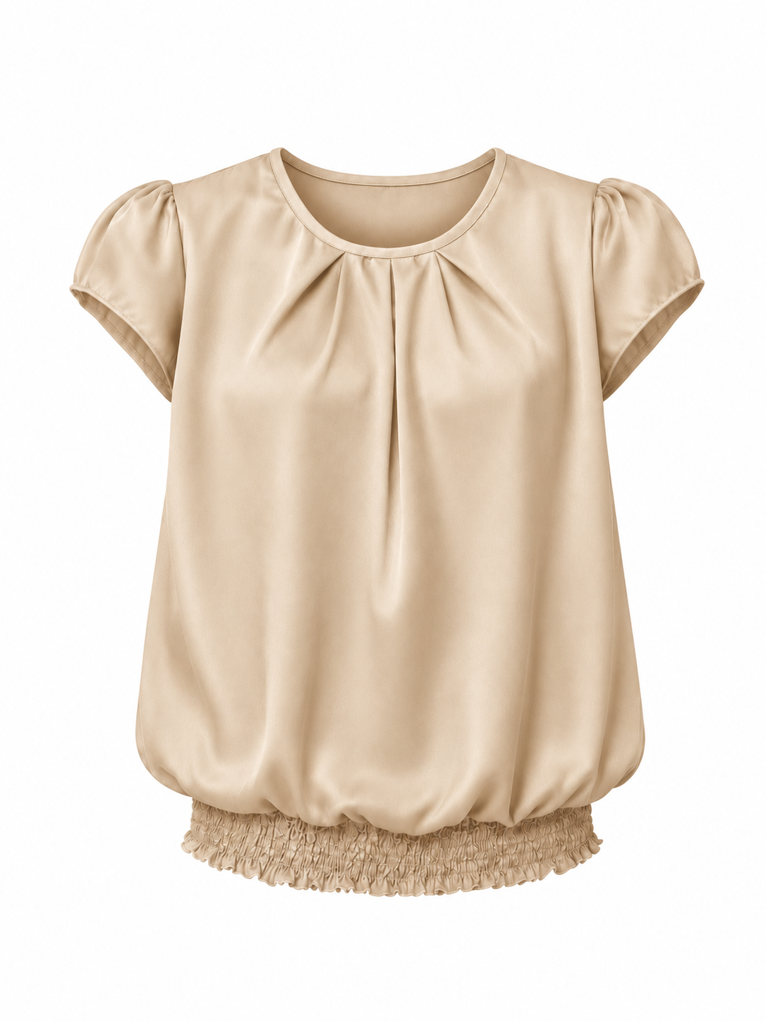 Blusa satín con recogido en cuello