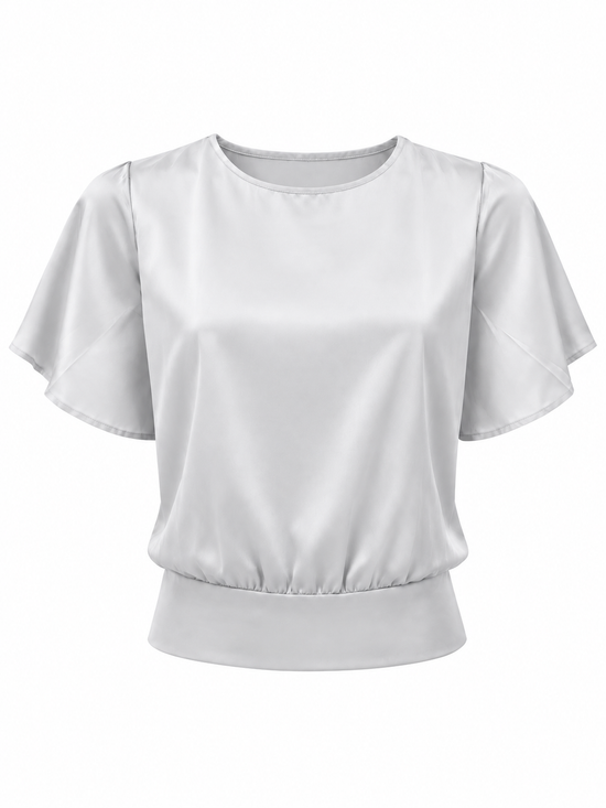 Blusa satin de pretina ancha