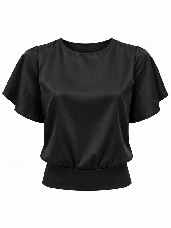 Blusa satin de pretina ancha