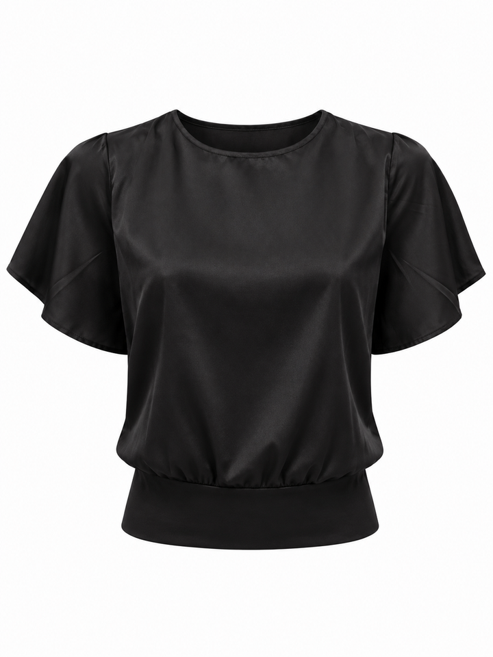 Blusa satin de pretina ancha