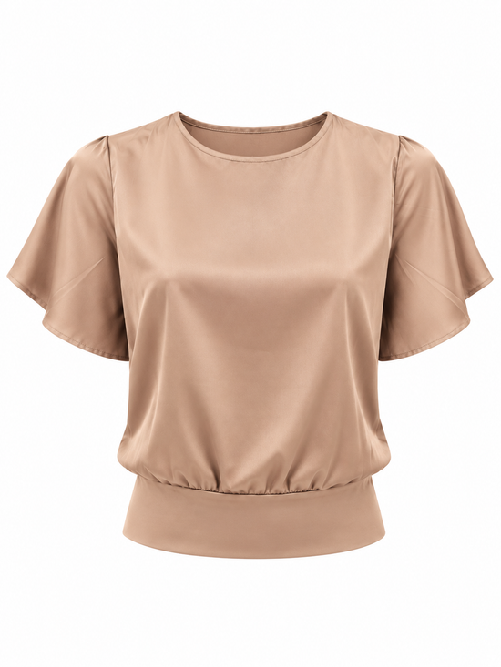 Blusa satin de pretina ancha