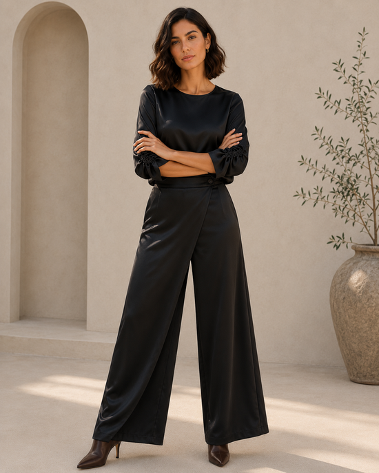 Pantalón satin envolvente