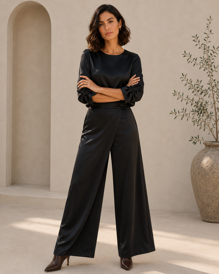 Pantalón satin envolvente