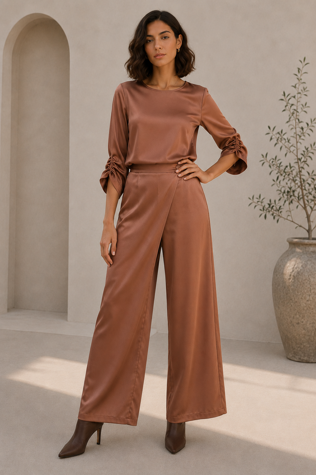 Pantalón satin envolvente