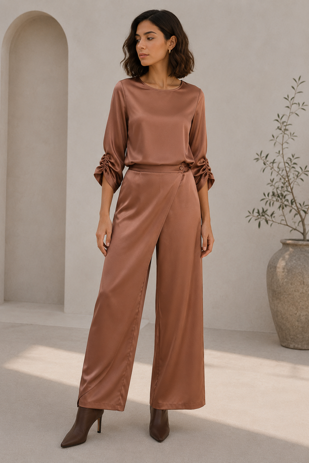 Pantalón satin envolvente