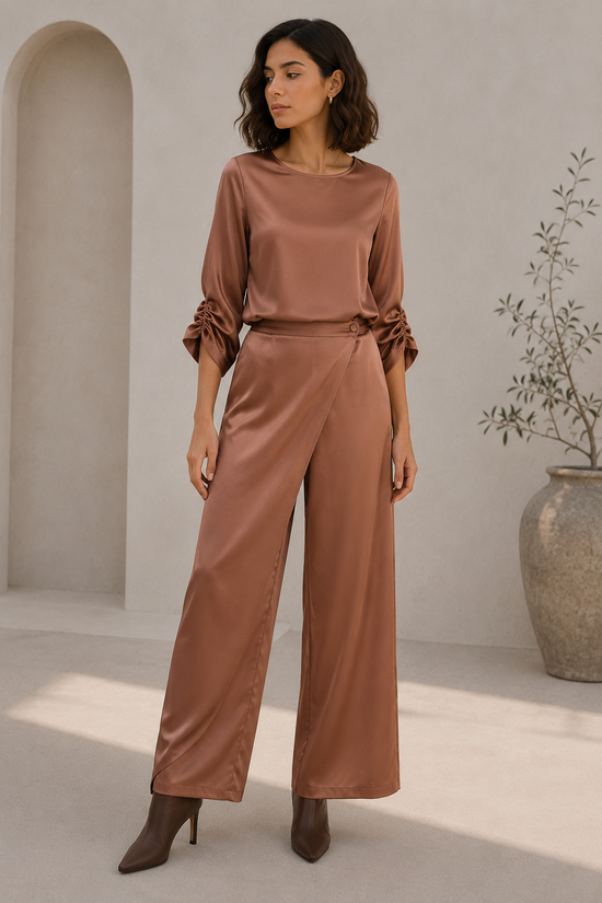 Pantalón satin envolvente