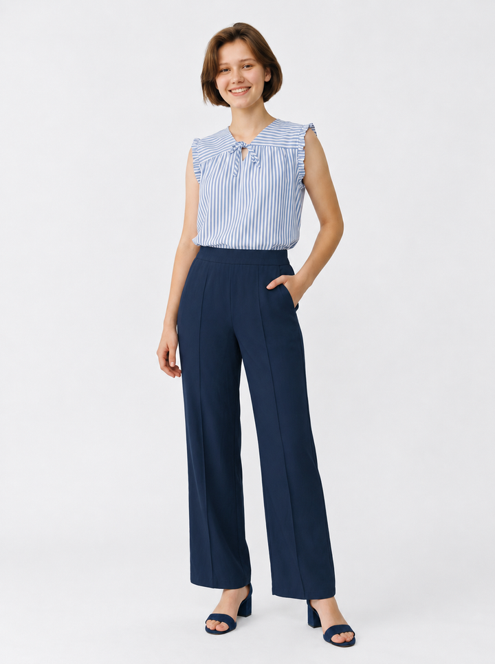Blusa a rayas celeste
