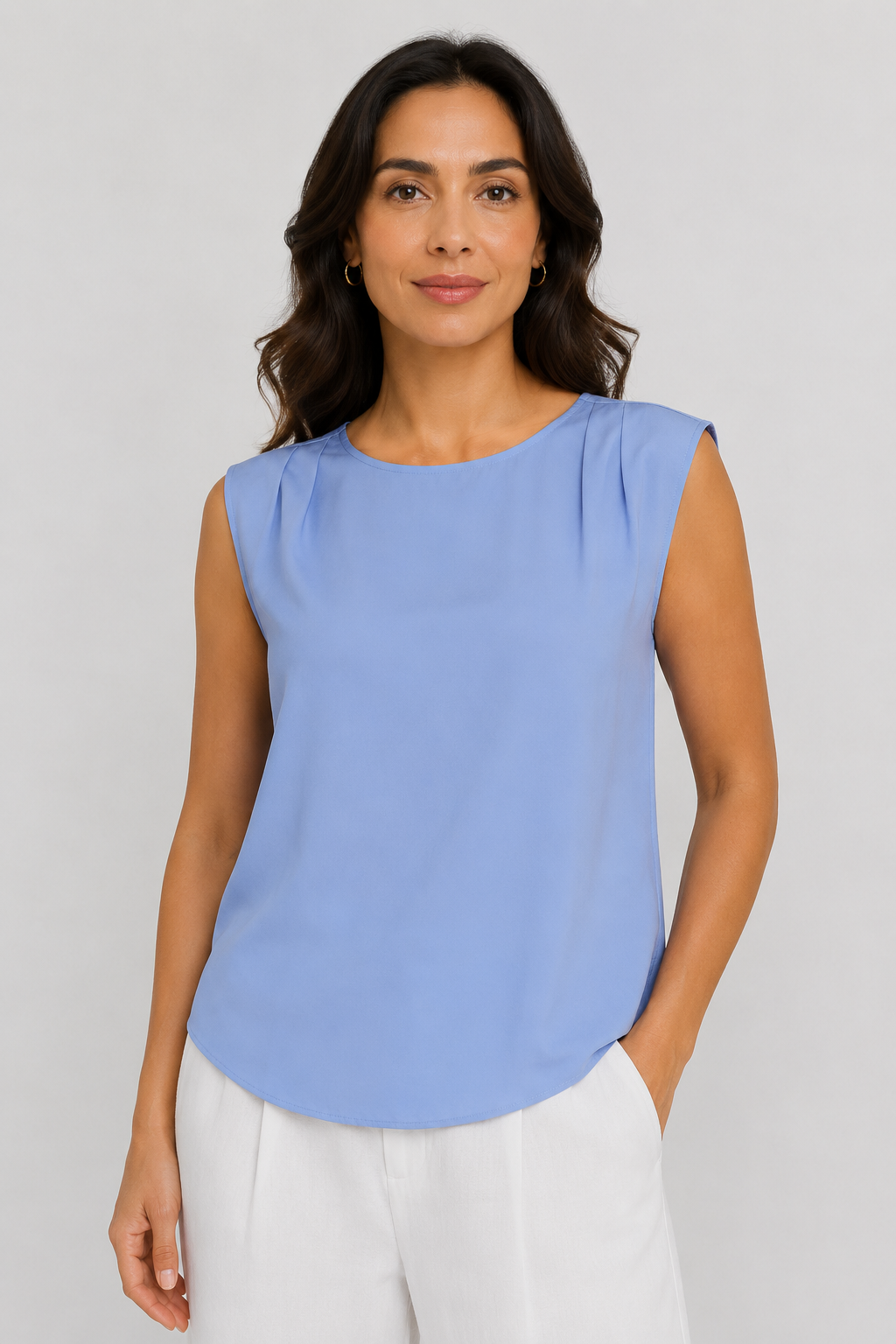 Blusa manga cero cuello redondo