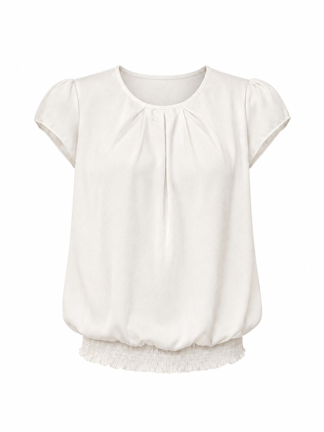 Blusa satín con recogido en cuello