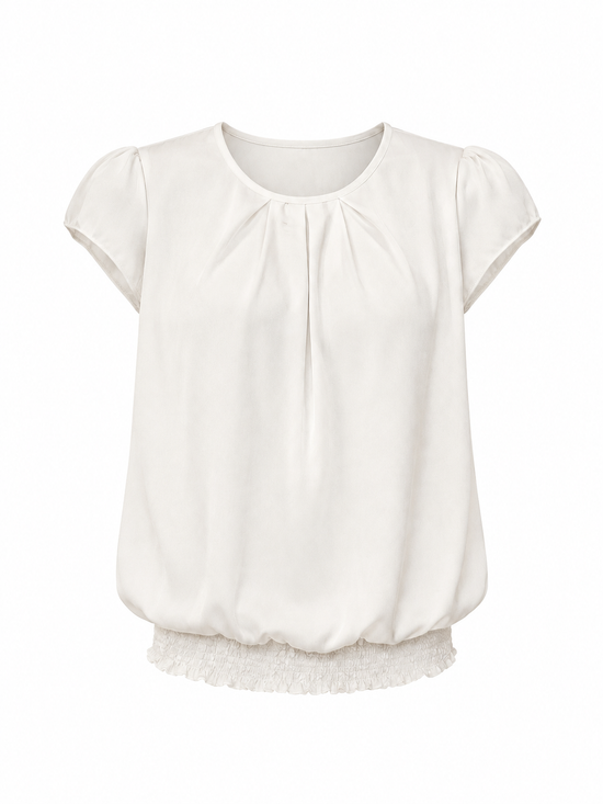 Blusa satín con recogido en cuello