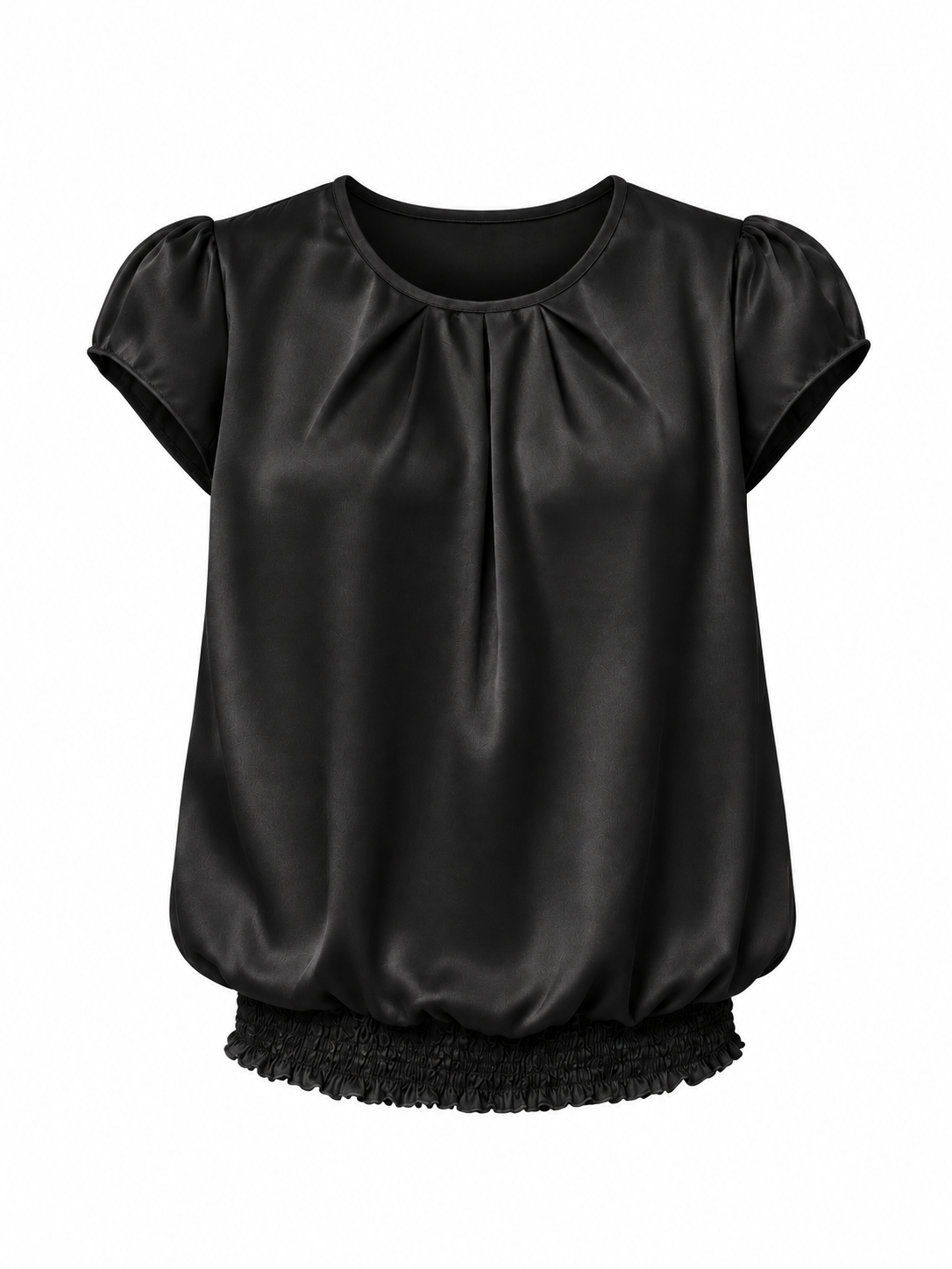 Blusa satín con recogido en cuello