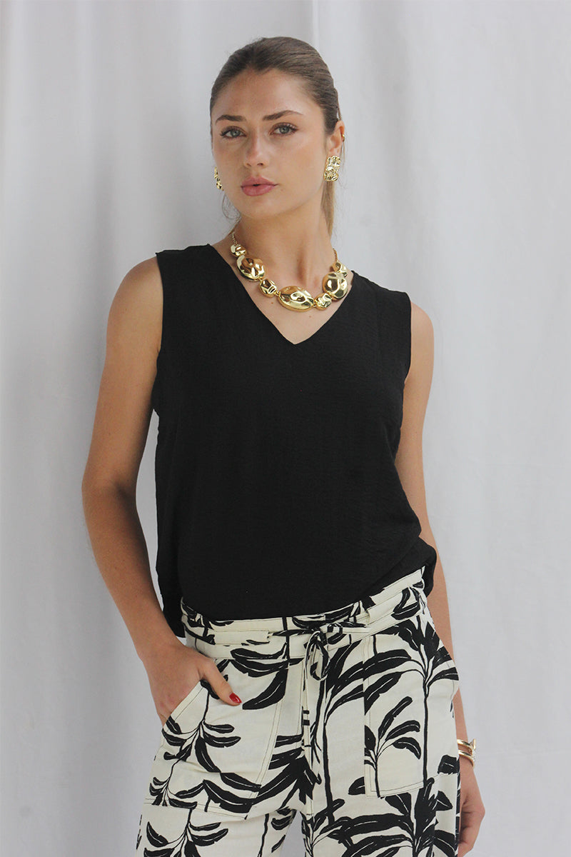 Blusa manga cero en V