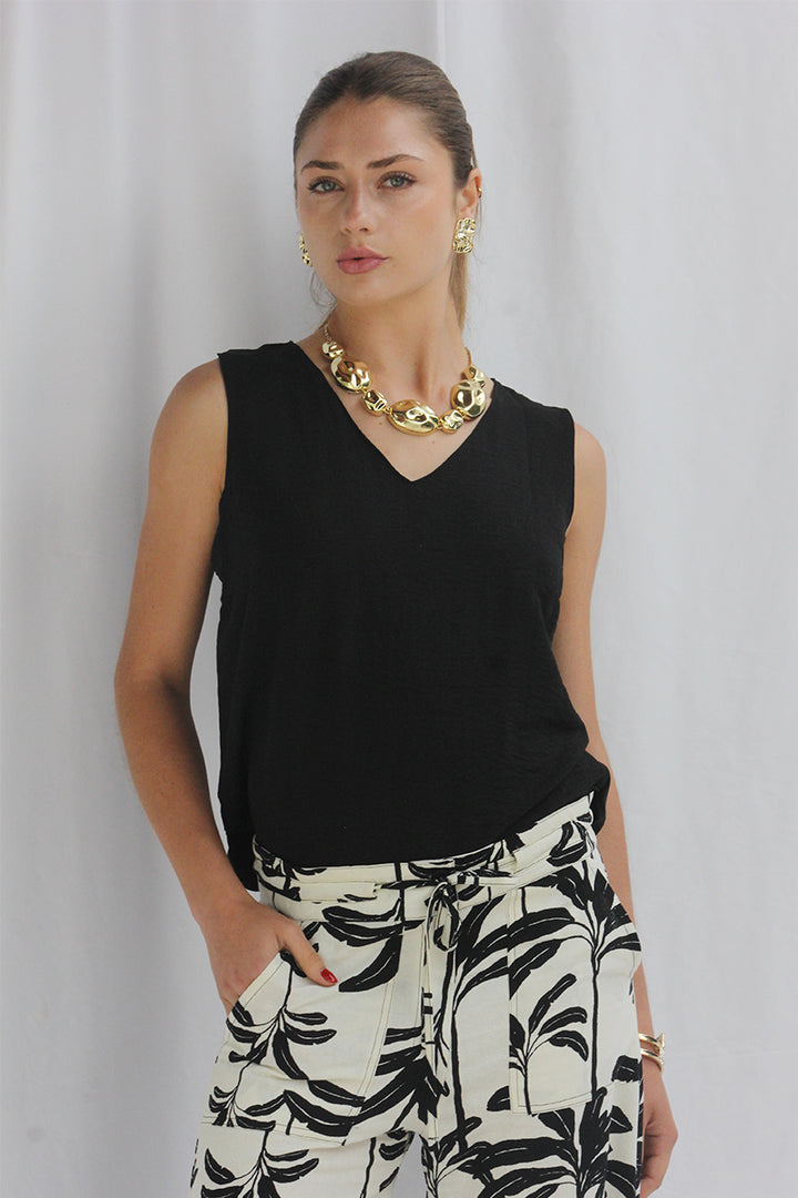 Blusa manga cero en V