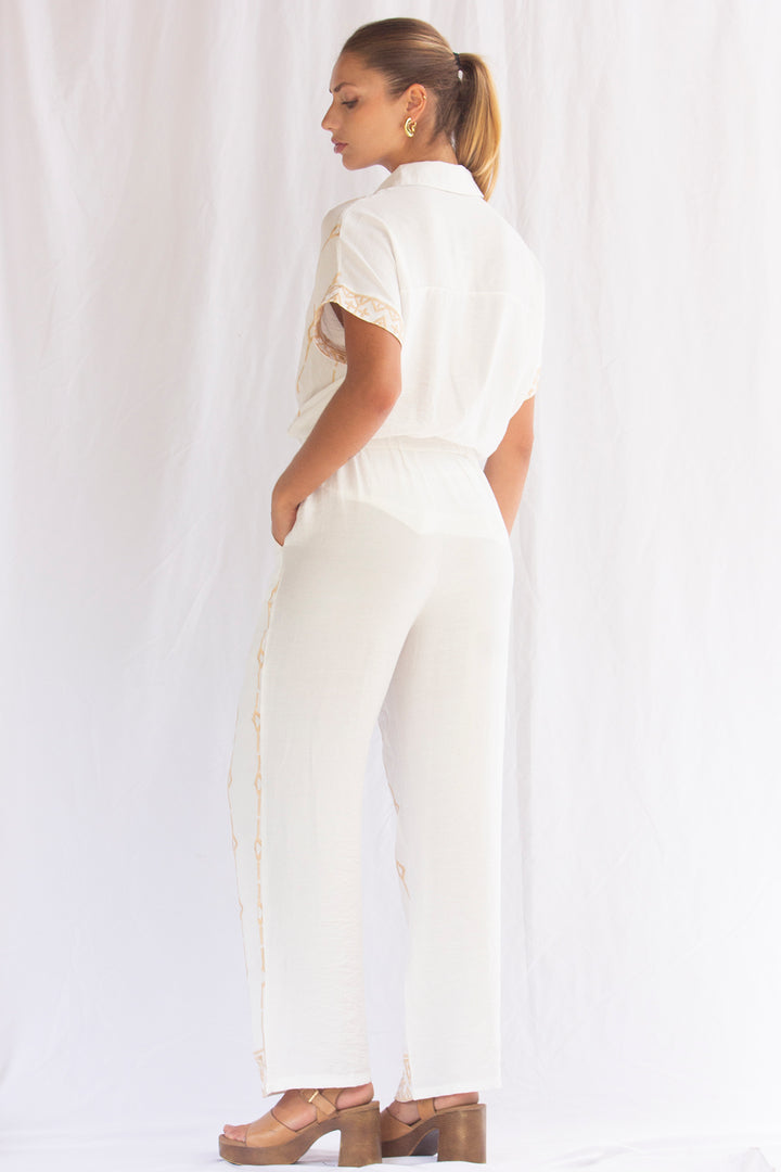 Pantalón algodón con bordado