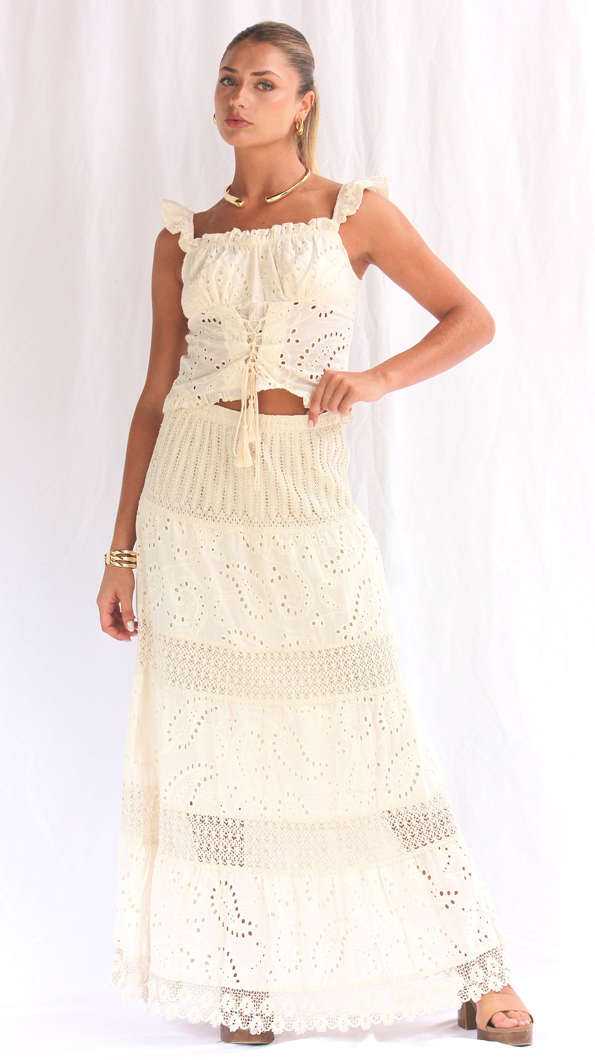 Falda ajustable de algodón tejido