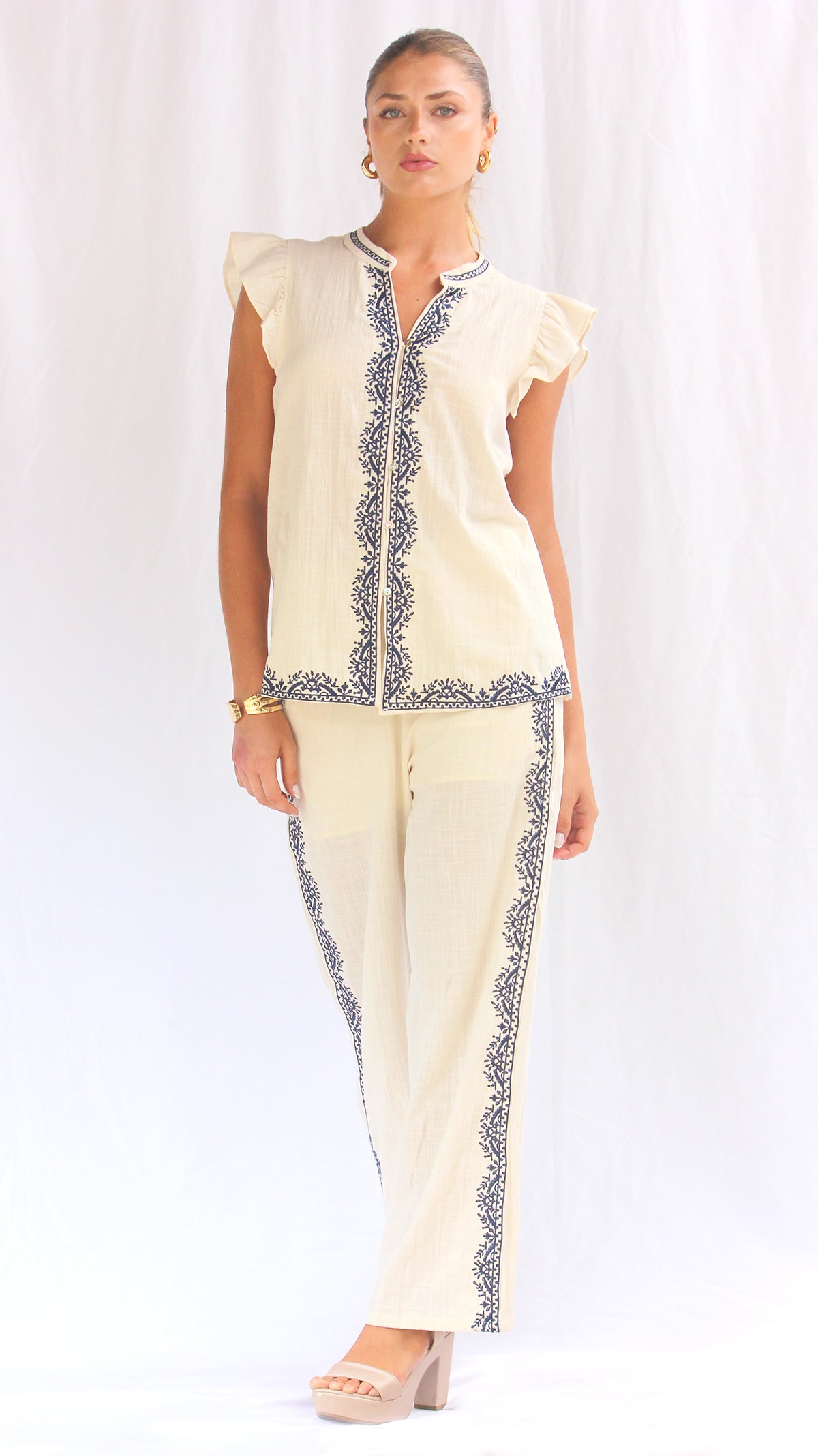 Blusa algodón manga cero