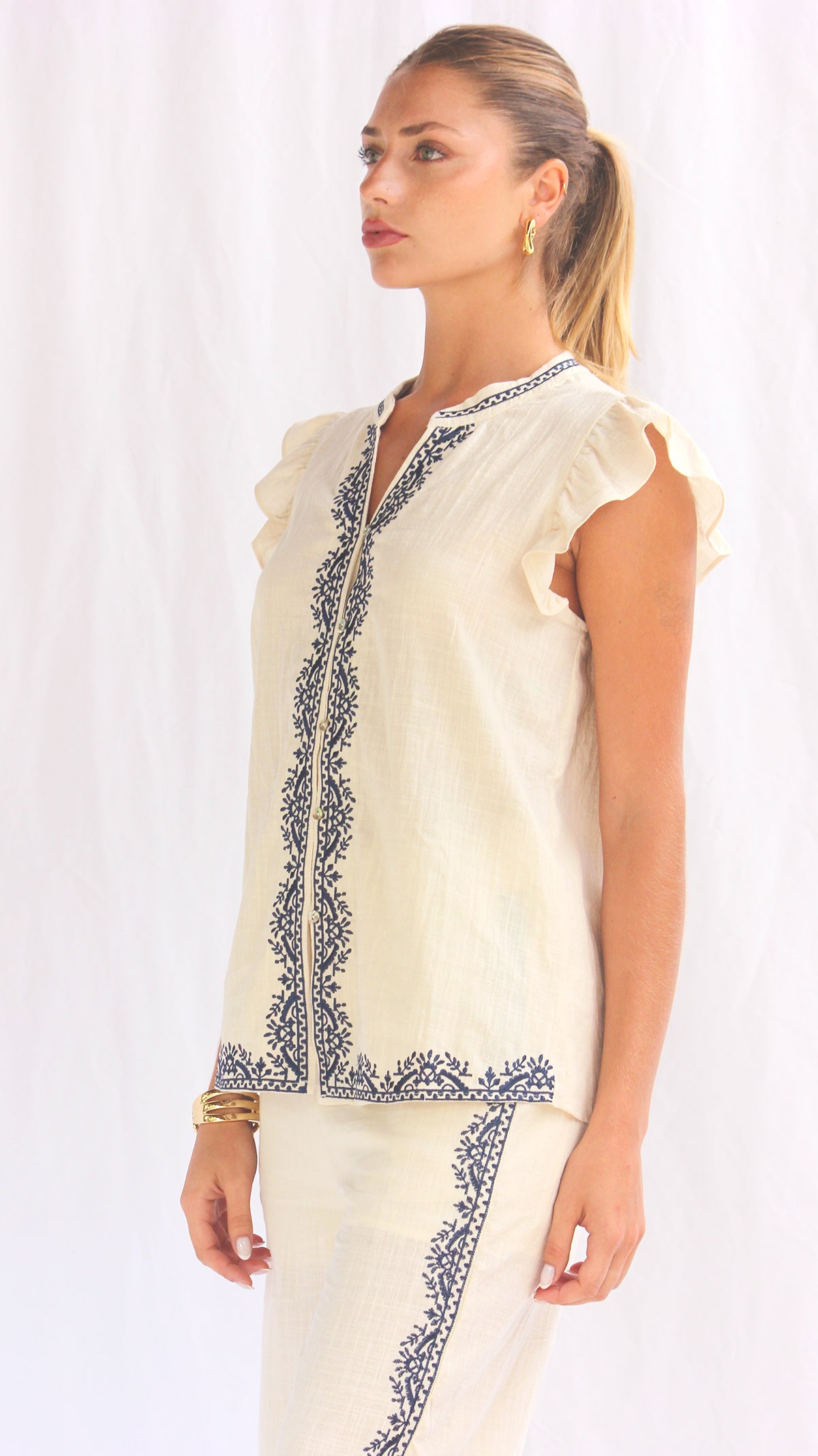 Blusa algodón manga cero