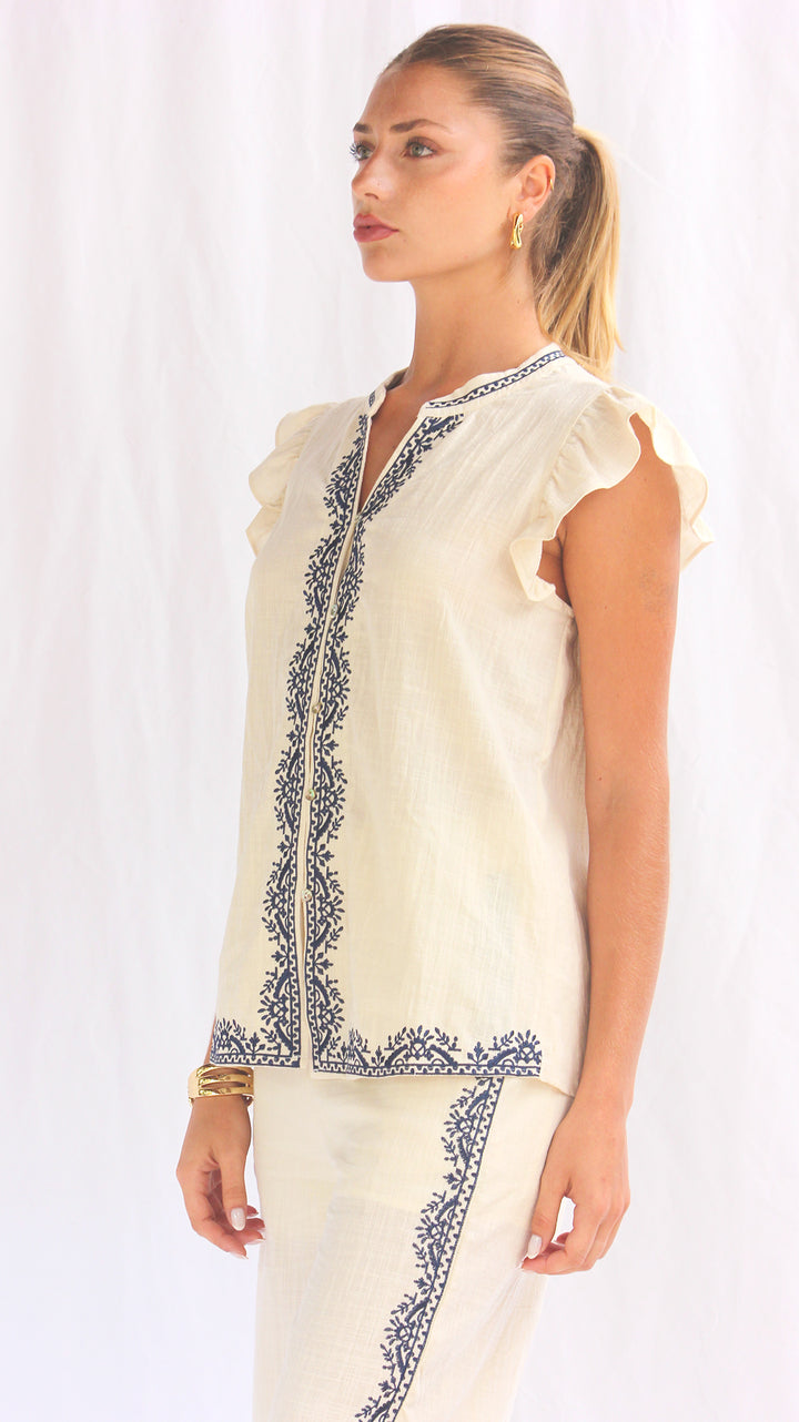 Blusa algodón manga cero