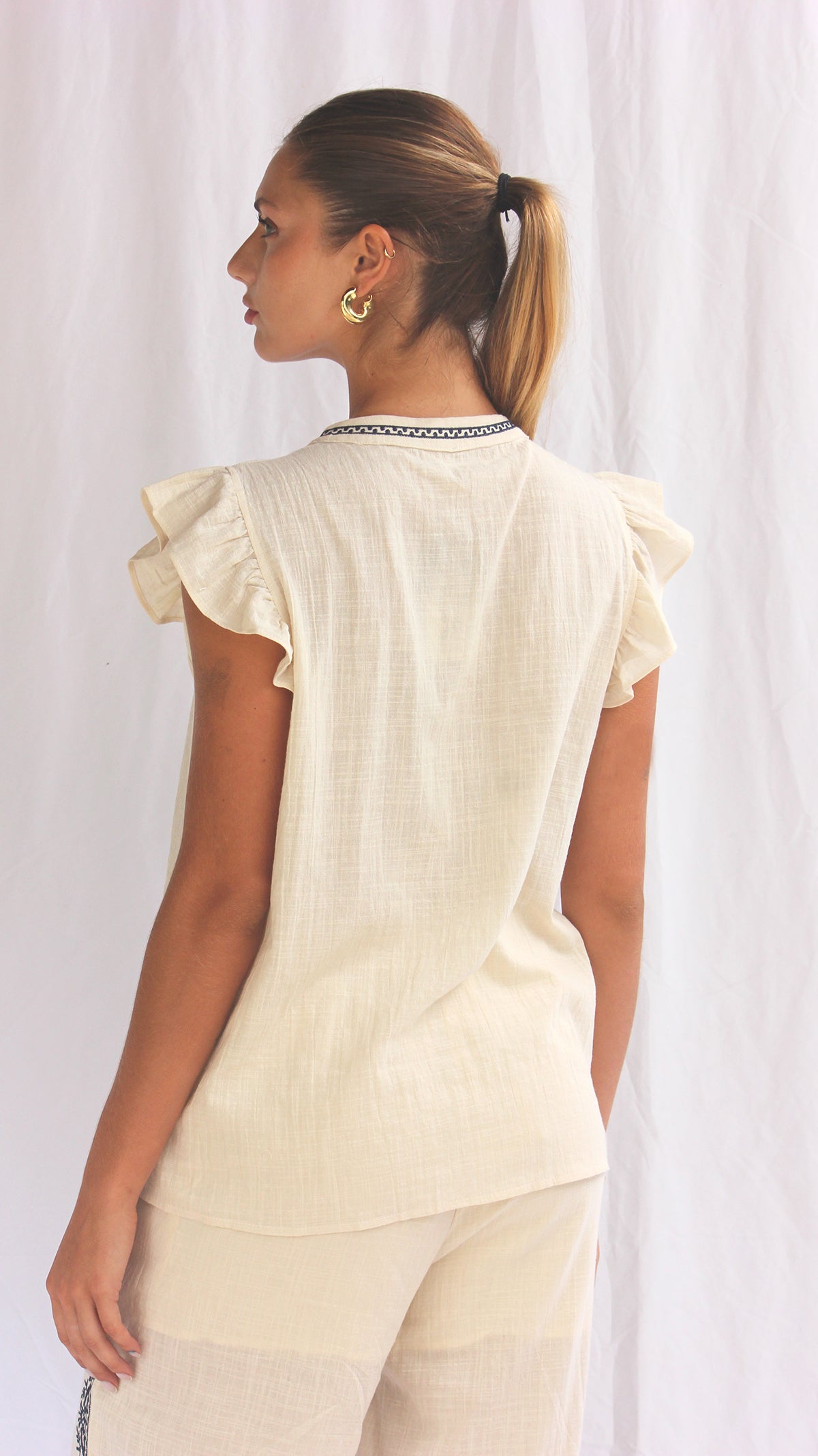 Blusa algodón manga cero