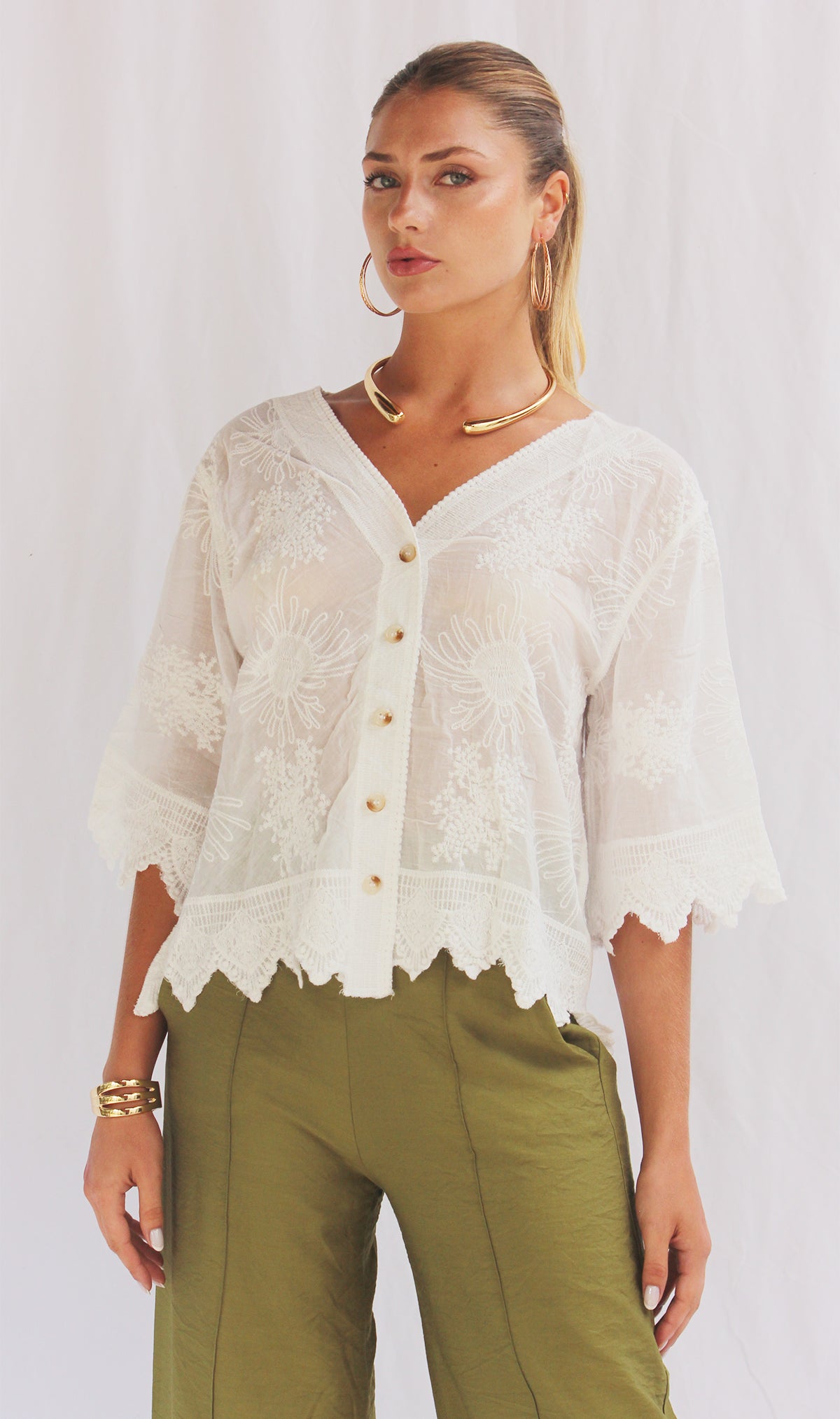 Blusa de algodón tejido