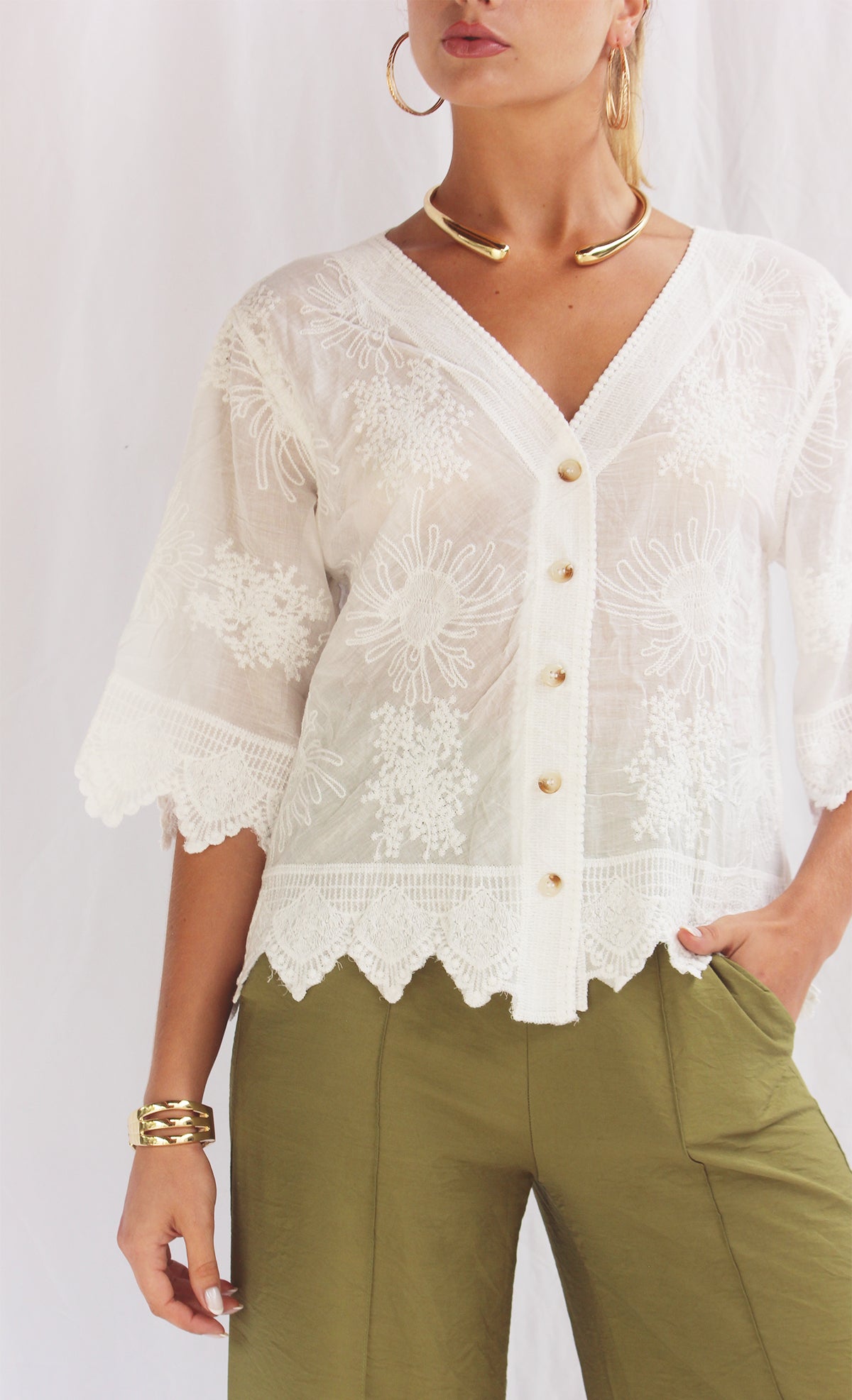 Blusa de algodón tejido