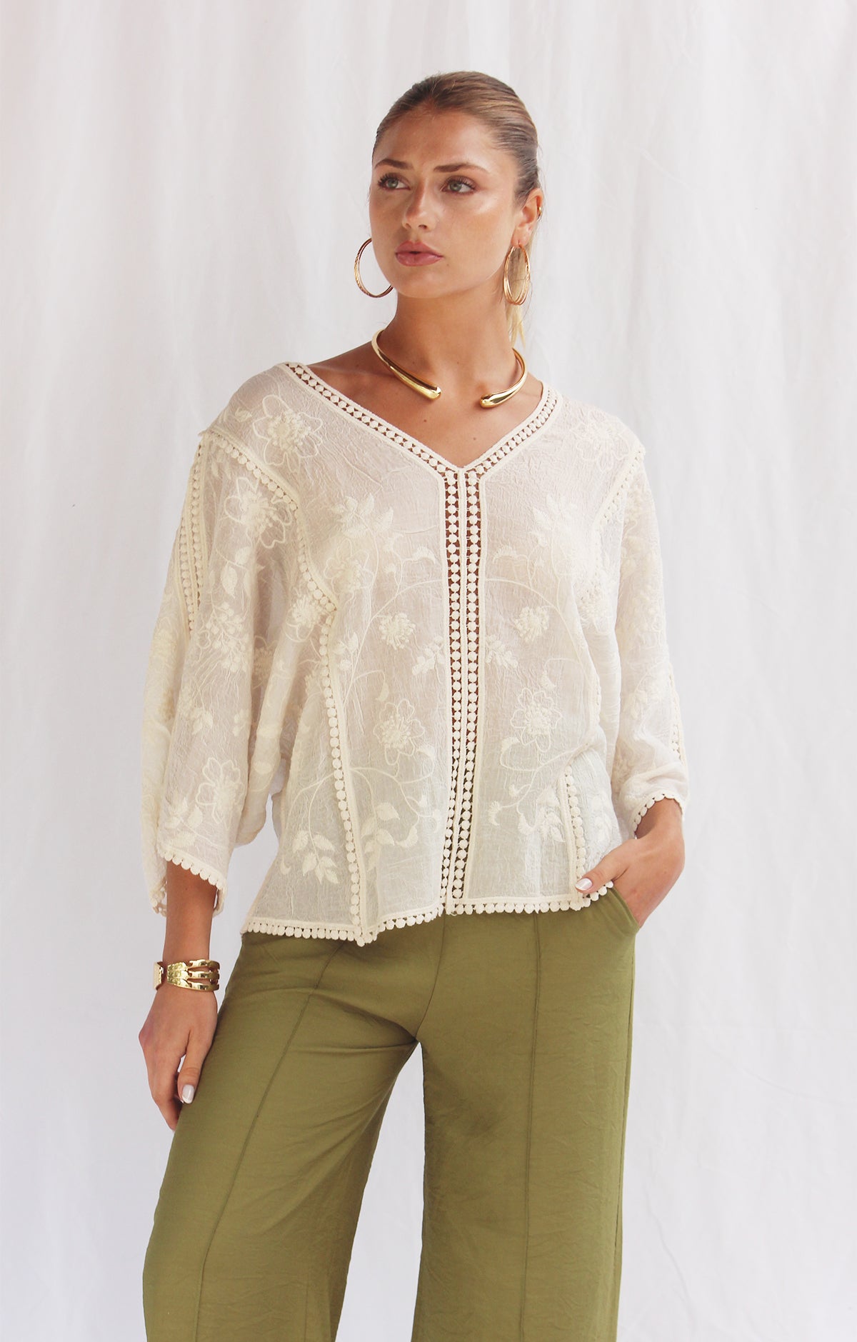 Blusa algodón manga larga