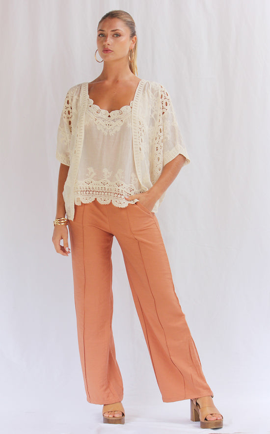 Set de top y cardigan tejido