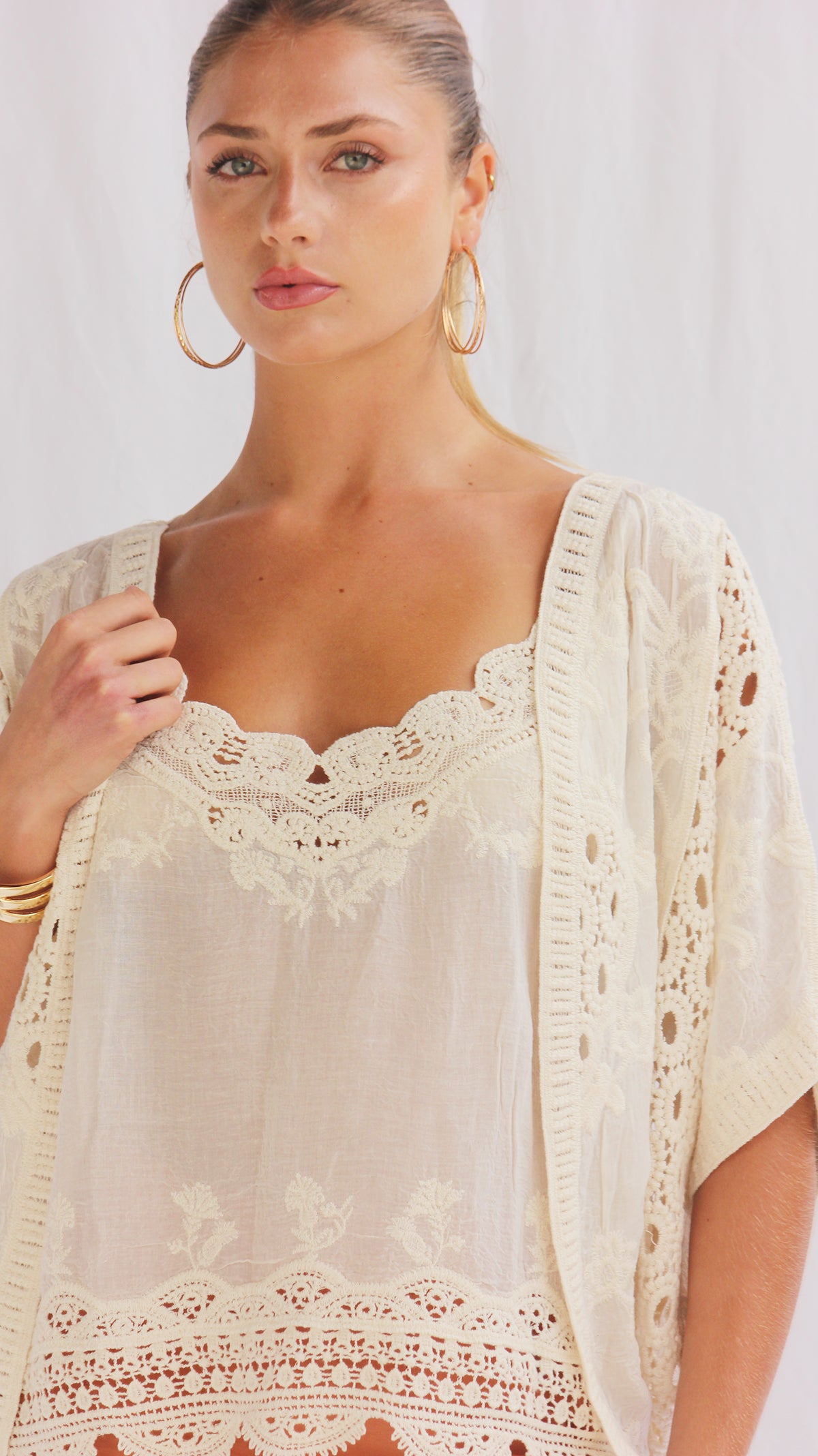 Set de top y cardigan tejido