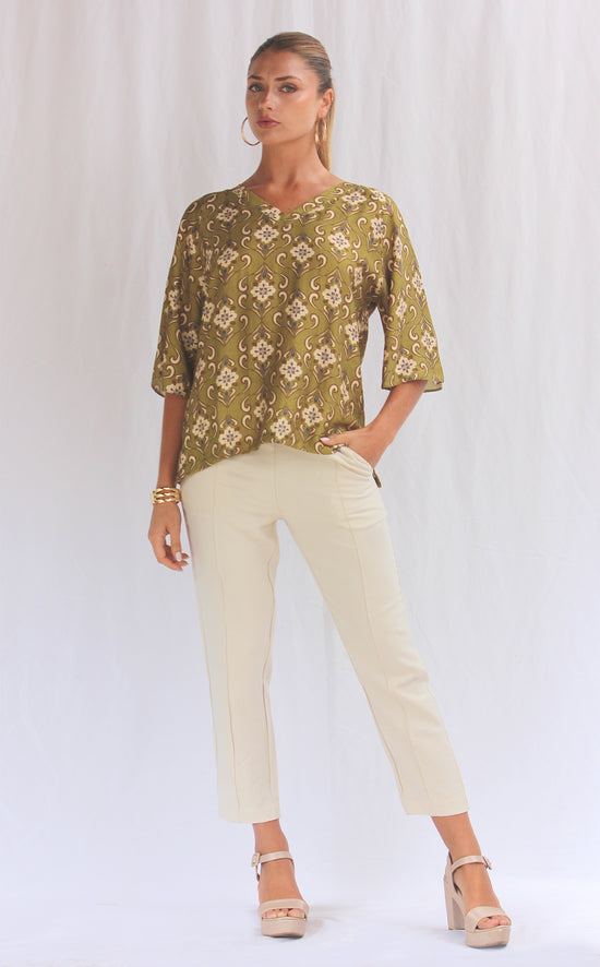 Blusa de lino manga 3/4