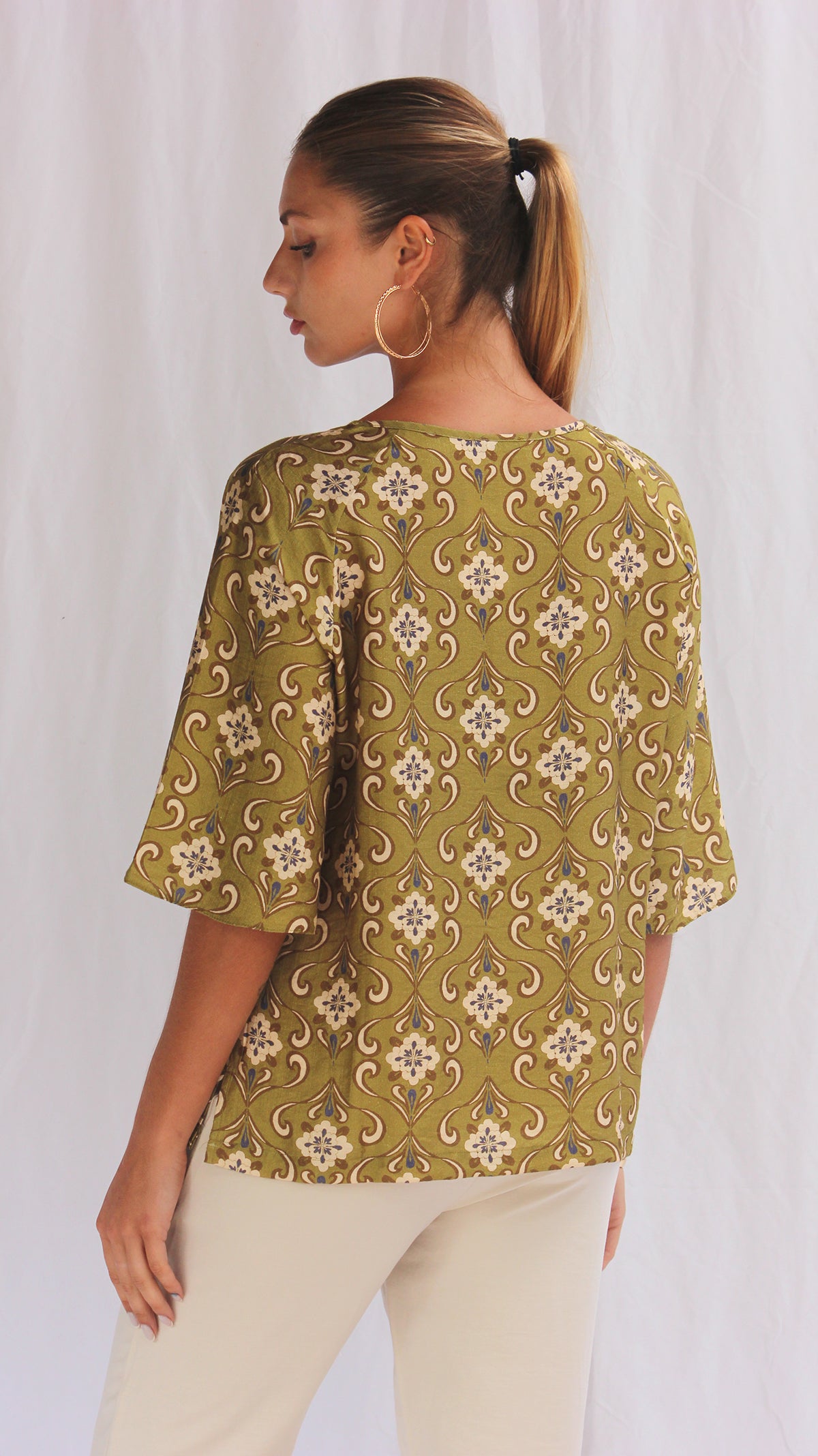 Blusa de lino manga 3/4