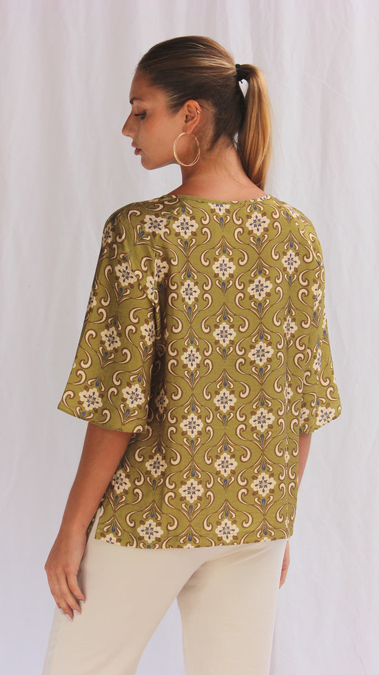 Blusa de lino manga 3/4