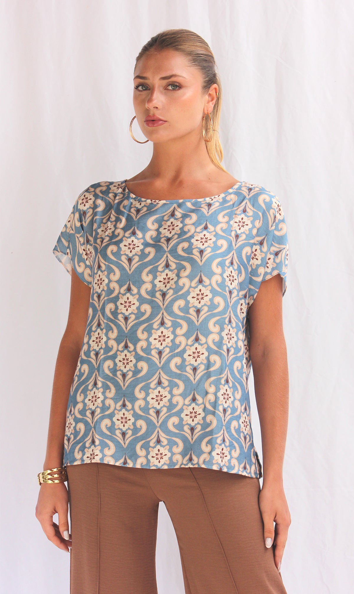 Blusa print manga corta