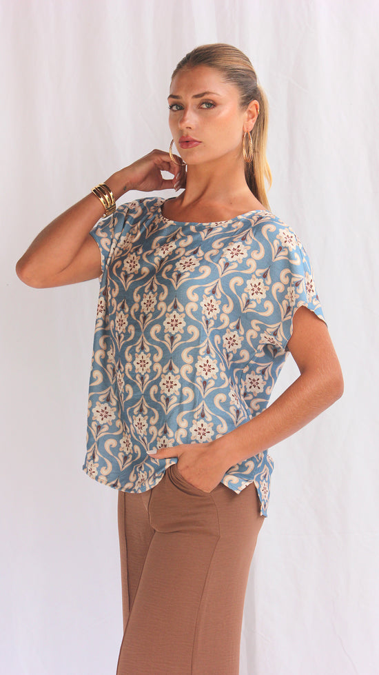 Blusa print manga corta