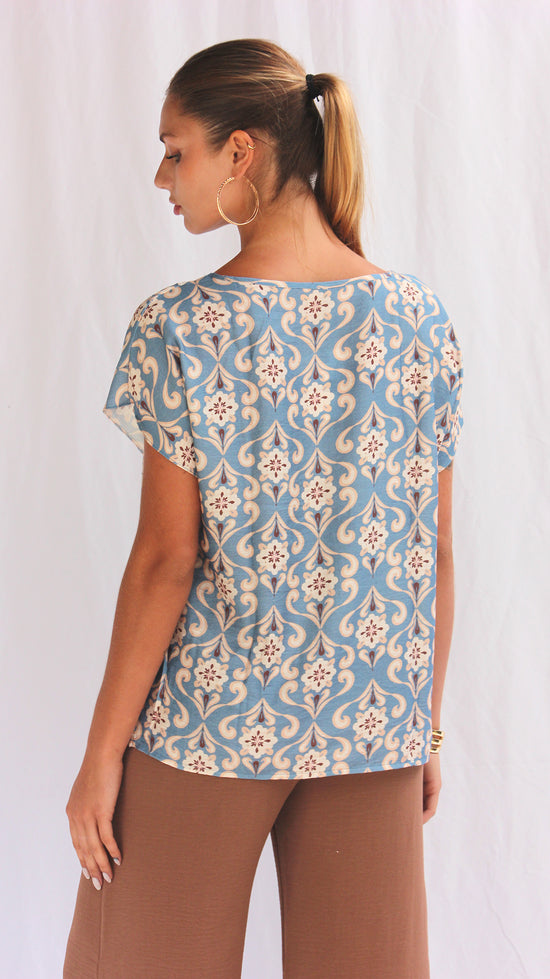 Blusa print manga corta