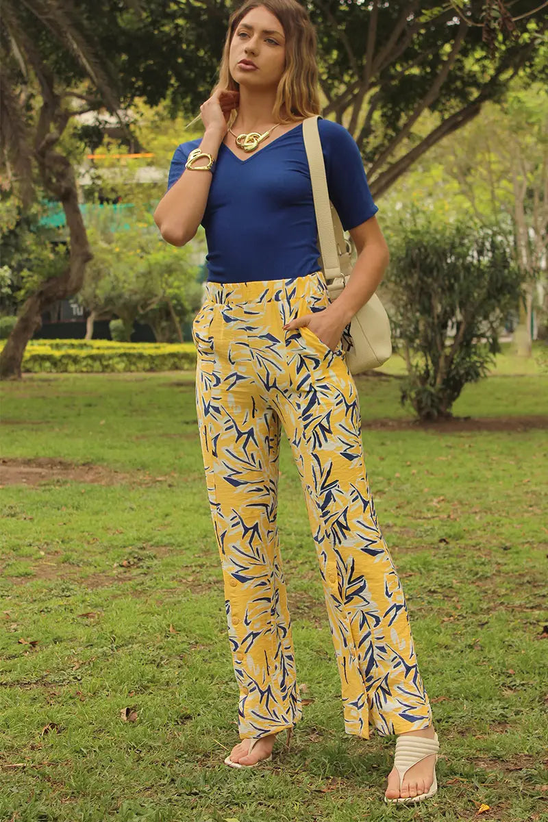 Pantalón Floral Amarillo