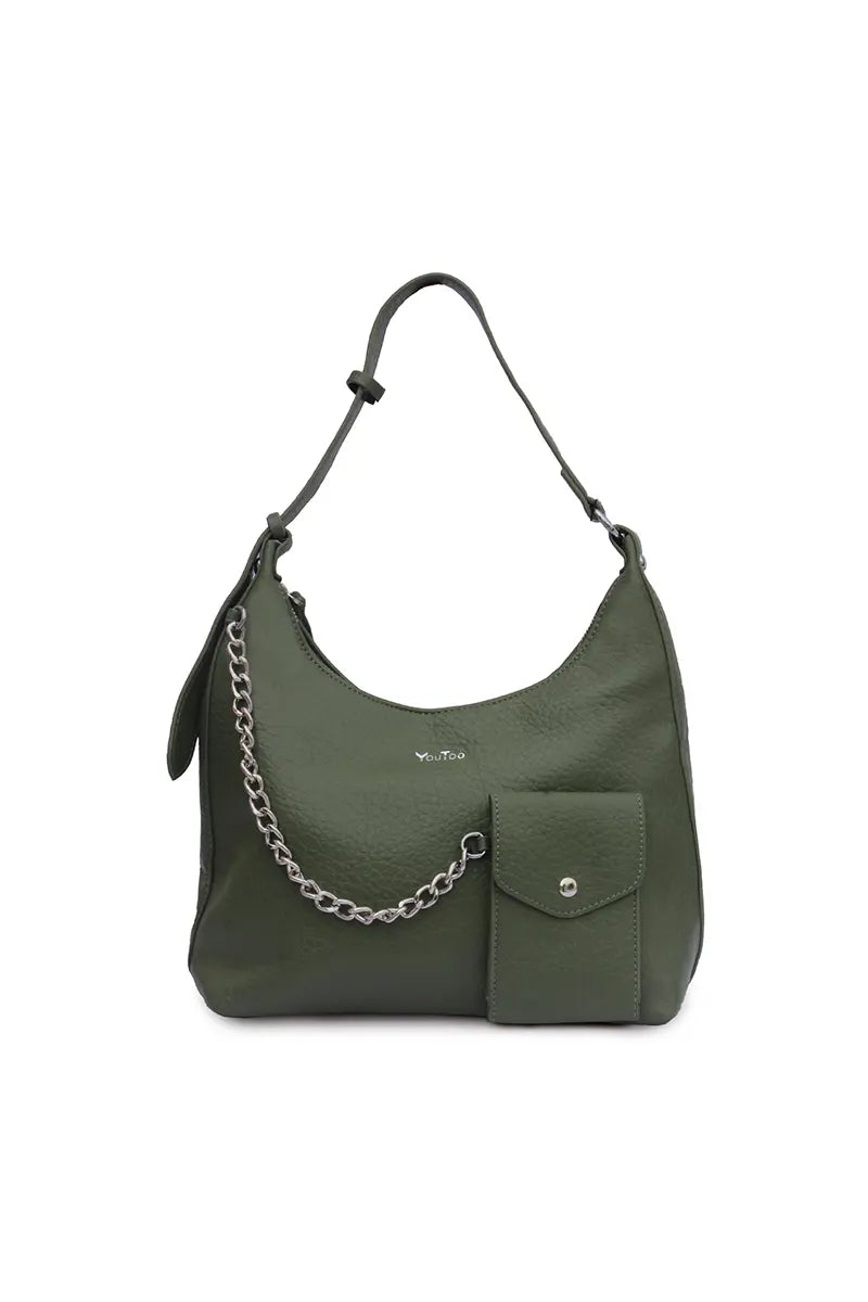 Bolso con cadena y bolsillo frontal