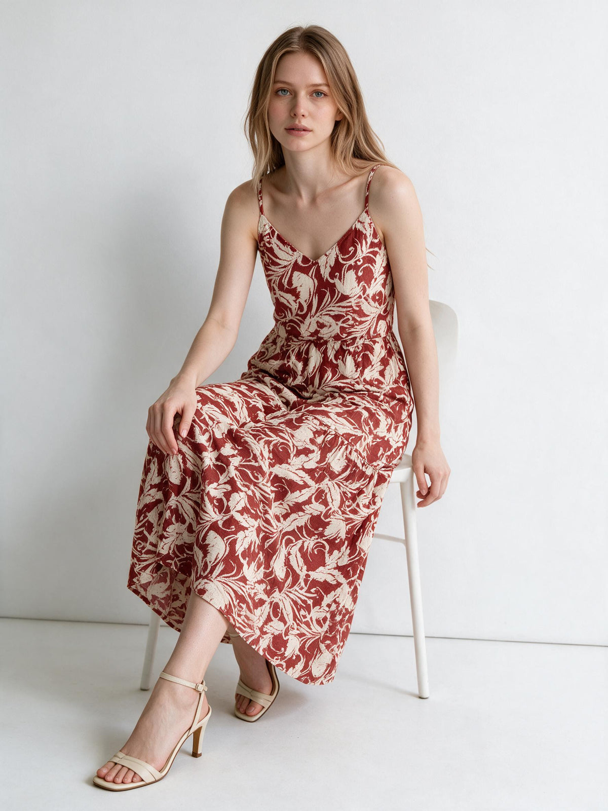 Vestido largo print rojo