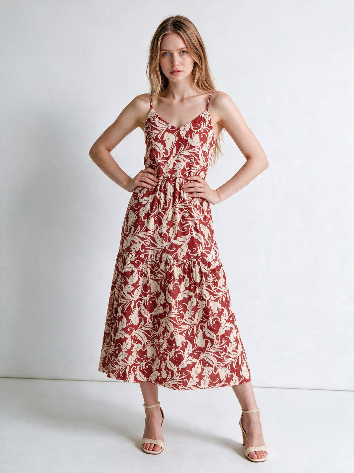Vestido largo print rojo