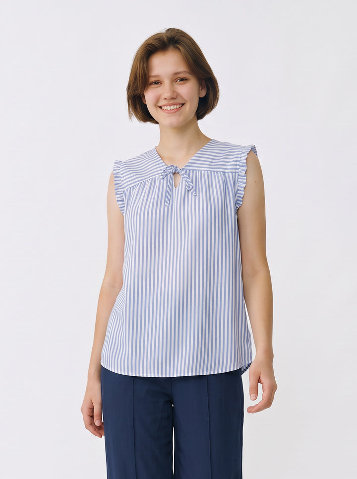 Blusa a rayas celeste