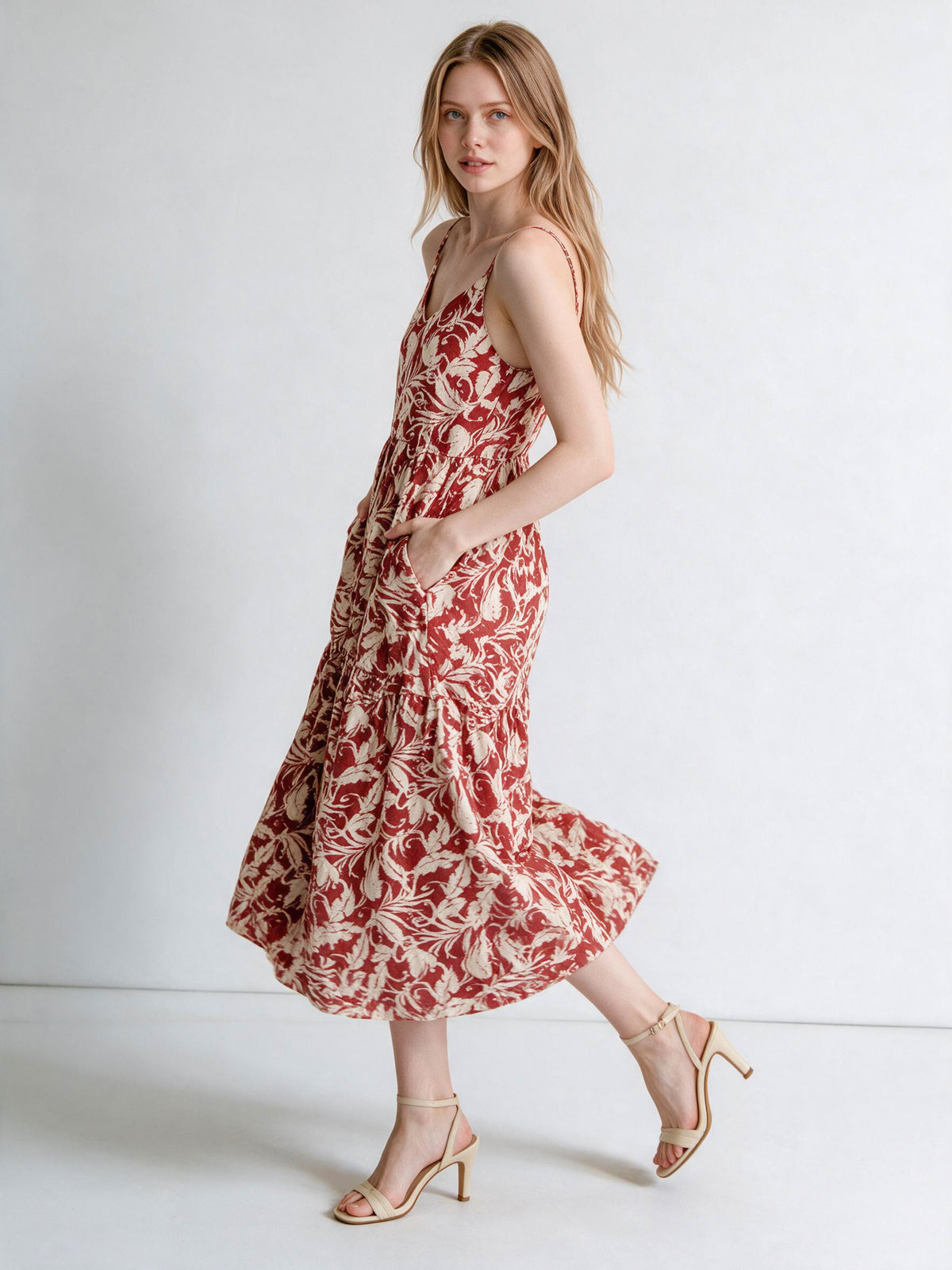 Vestido largo print rojo